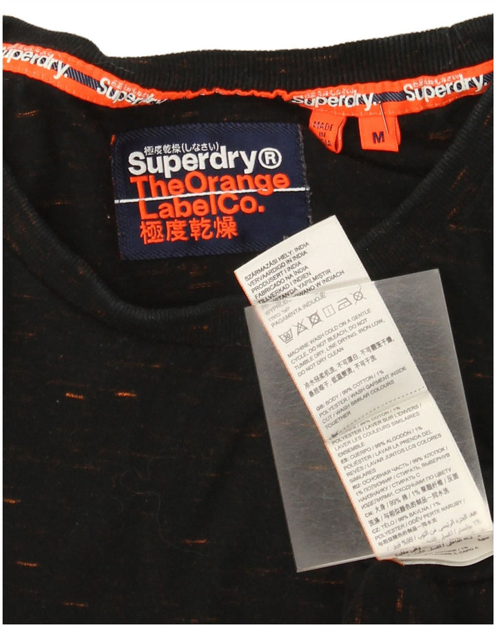 Superdry Homme T-Shirt Top Medium Noir Moucheté Coton