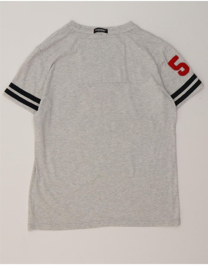 SUPERDRY T-Shirt Graphique Homme Top 2XL Gris Moucheté Coton