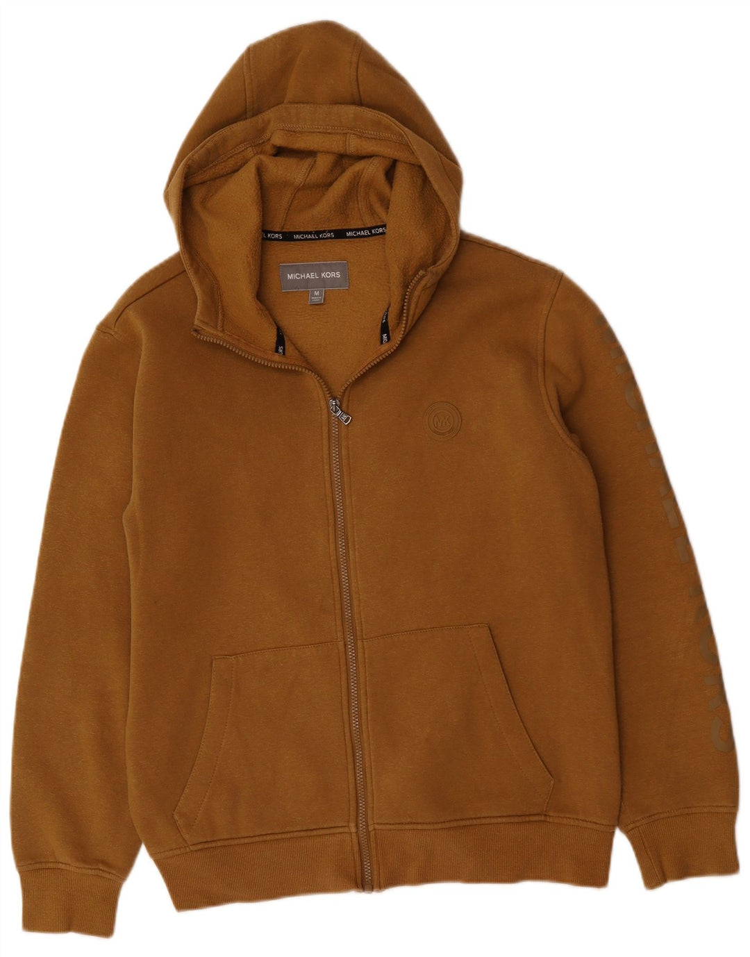 MICHAEL KORS Pull à capuche zippé graphique pour homme en coton marron moyen