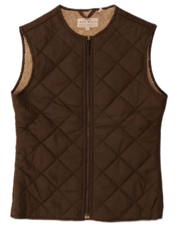 Jack Wills Gilet rembourré Sherpa pour femme UK 8 Small Kaki Nylon