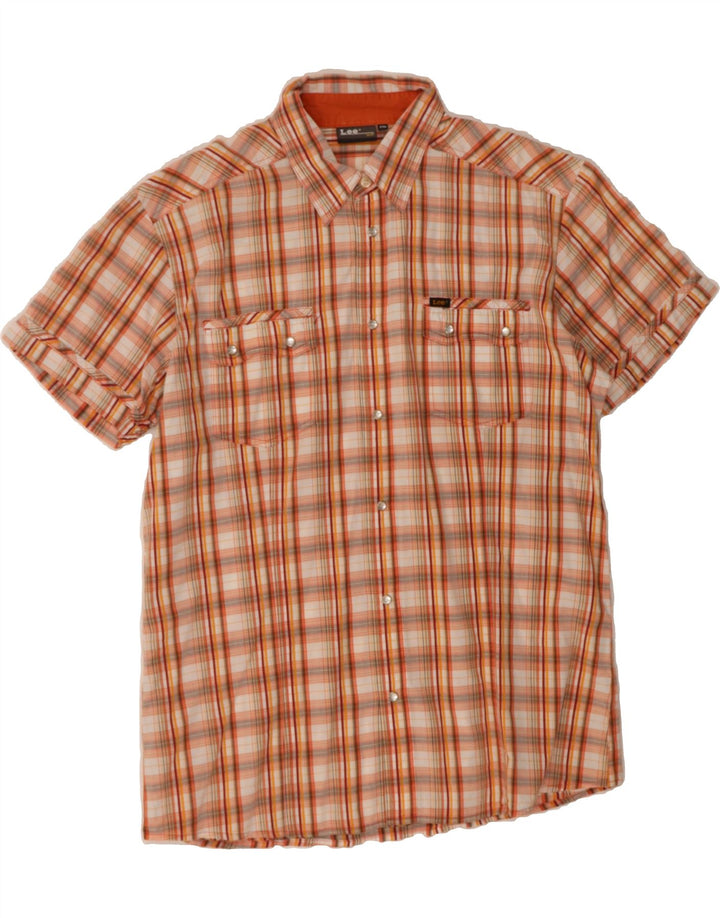 LEE Mens Short Sleeve Shirt 2XL Orange Check Cotton Vintage Lee and Second-Hand Lee from Messina Hembry 