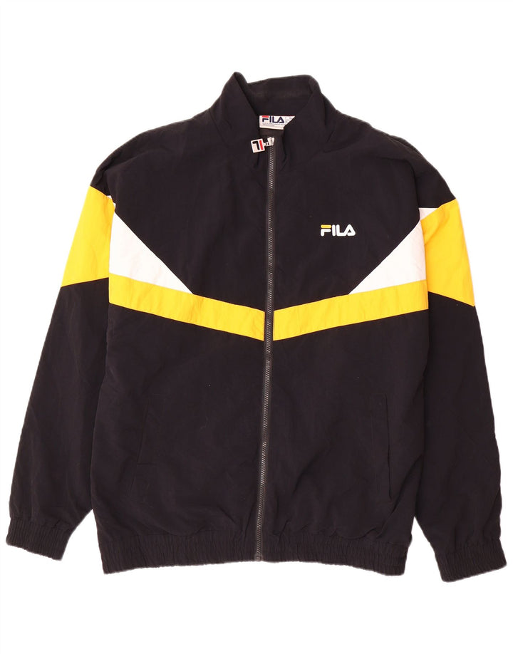 Fila Veste de survêtement pour homme Large Noir Colorblock Polyester