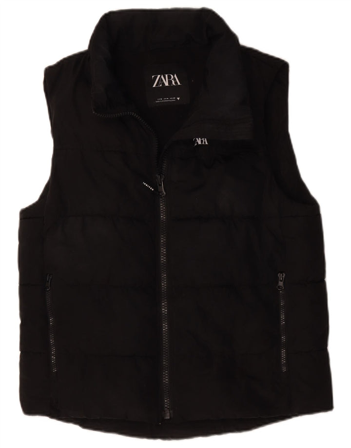 Zara Femme Gilet Rembourré UK 14 Moyen Noir Polyester