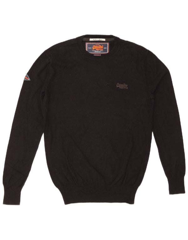 SUPERDRY Pull ras du cou pour homme en coton noir Small