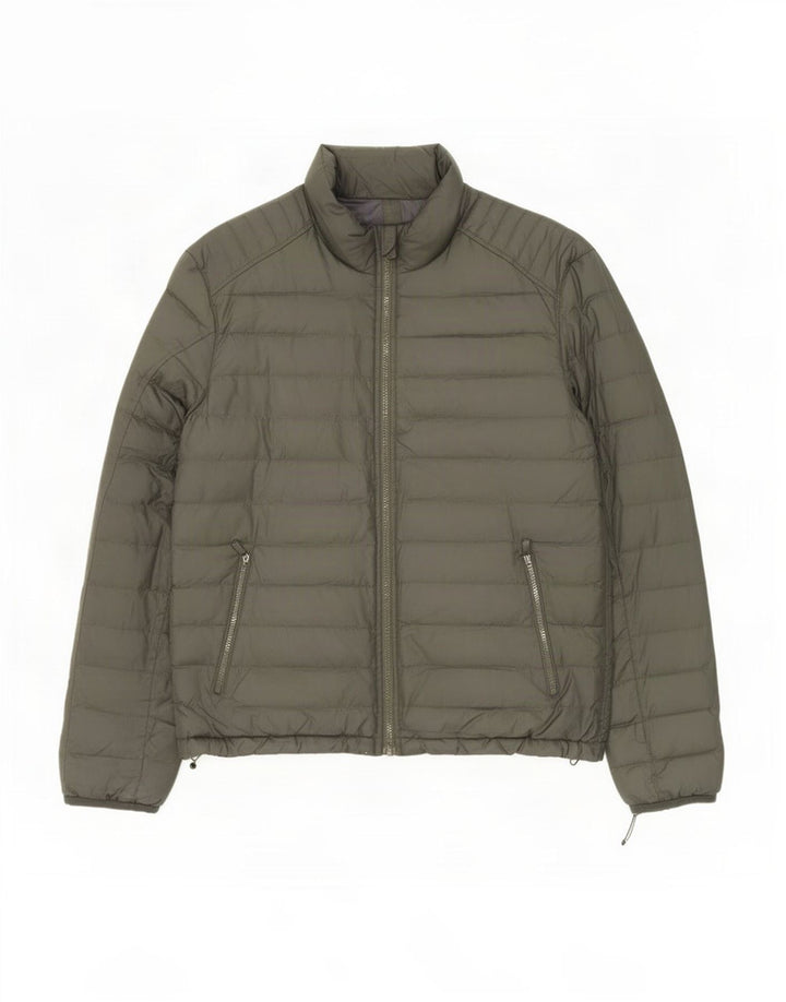 Massimo Dutti Veste matelassée pour homme UK 40 Large Kaki Polyester