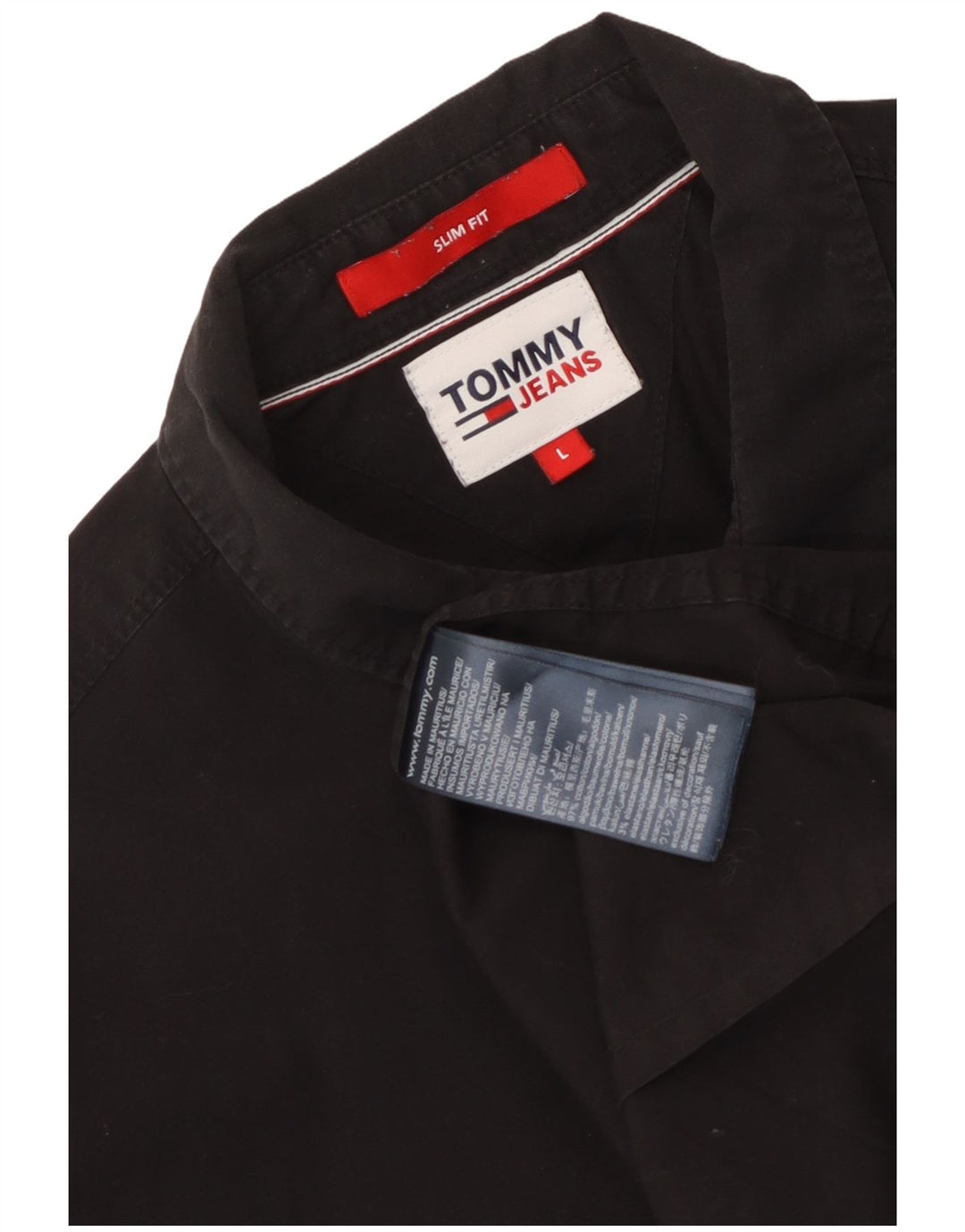 Tommy Hilfiger Chemise Slim Fit pour Hommes en Coton Noir Large