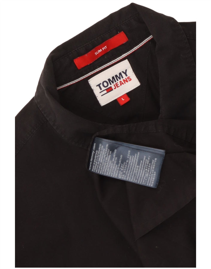 Tommy Hilfiger Chemise Slim Fit pour Hommes en Coton Noir Large