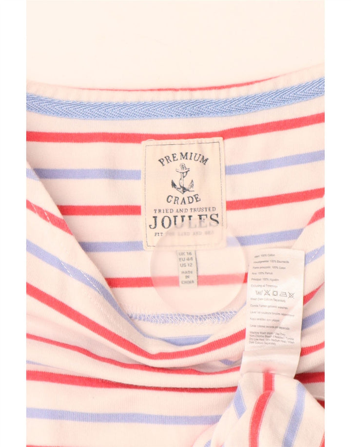 JOULES Robe T-Shirt sans Manches pour Femme UK 16 Grand Coton Rayé Blanc
