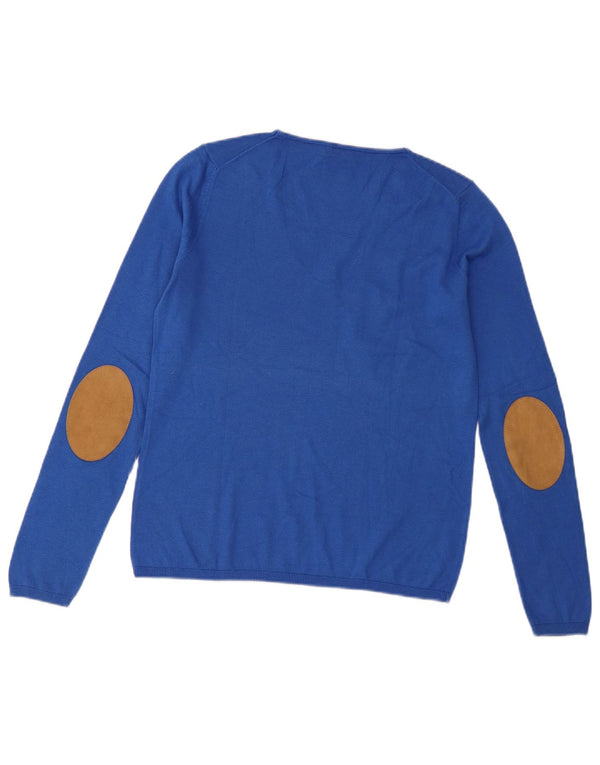 Massimo Dutti Pull col V pour femme UK 10 Petit Bleu