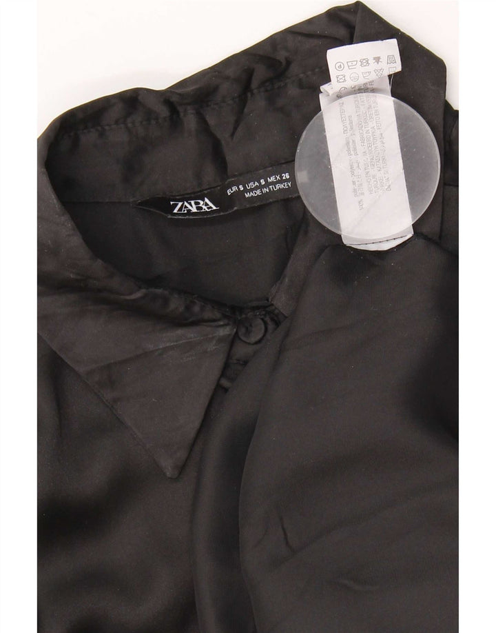 Zara Chemisier surdimensionné pour femme UK 10 Petit Noir Polyester