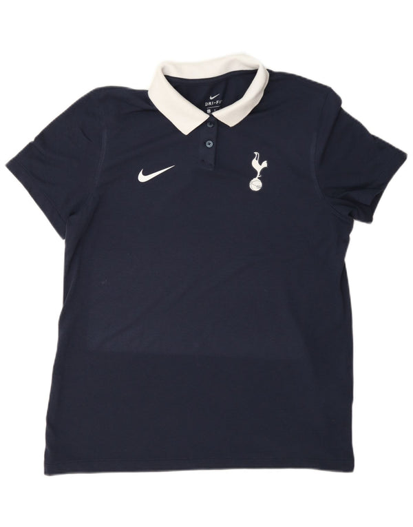 Nike Womens Dri Fit Polo Shirt UK 16 Large Navy Blue Colourblock Polyester