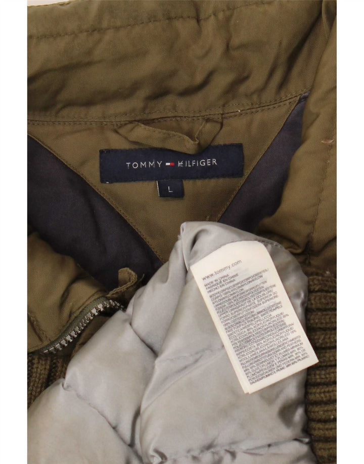 Tommy Hilfiger Veste rembourrée pour homme UK 40 Large Kaki Nylon