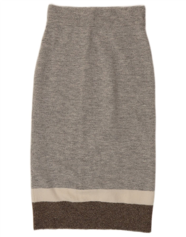 Massimo Dutti Jupe crayon en tricot pour femme Small W27 Gris Colourblock