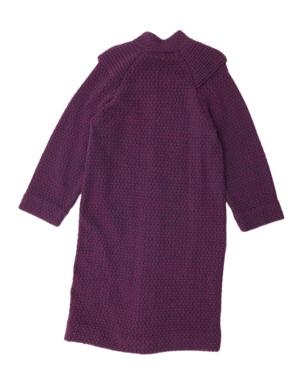 vintage Femmes Longline Oversize Cardigan Pull UK 8 Petit Violet
