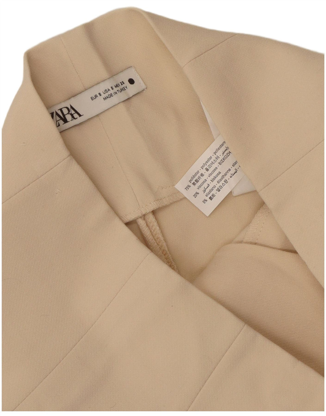 Zara Pantalon Skinny Femme Petit W26 L28 Beige Polyester