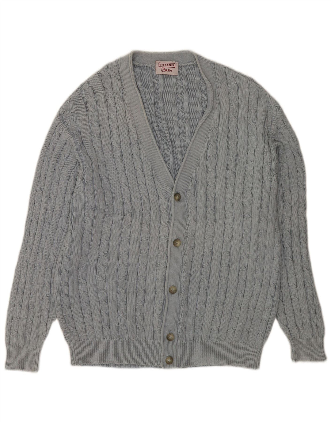 Stefanel Cardigan Homme Pull Large Bleu Coton