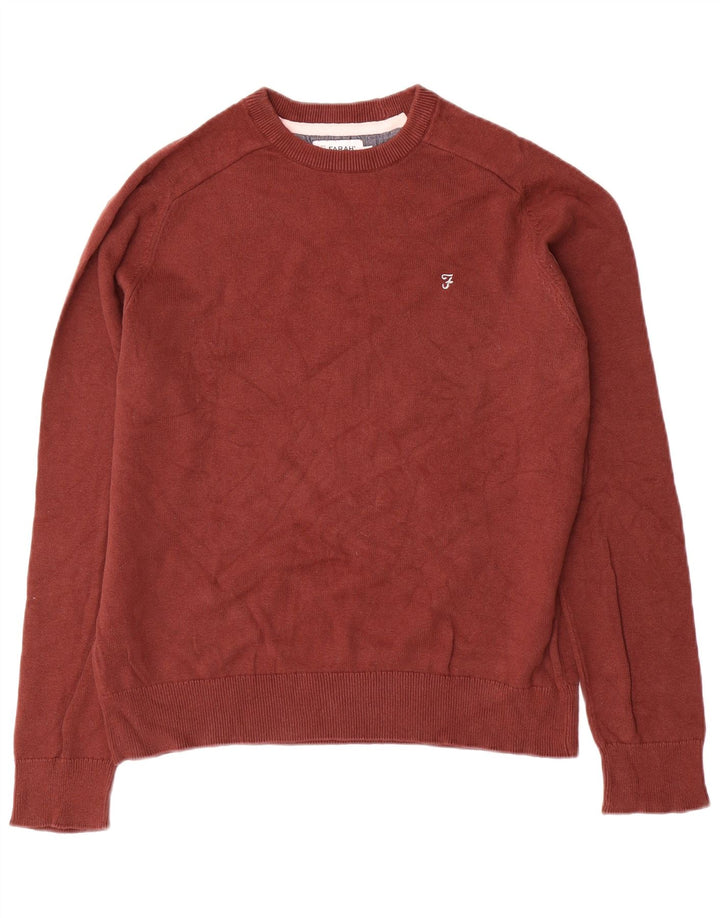 FARAH Pull à col rond coupe moderne pour homme en coton marron moyen
