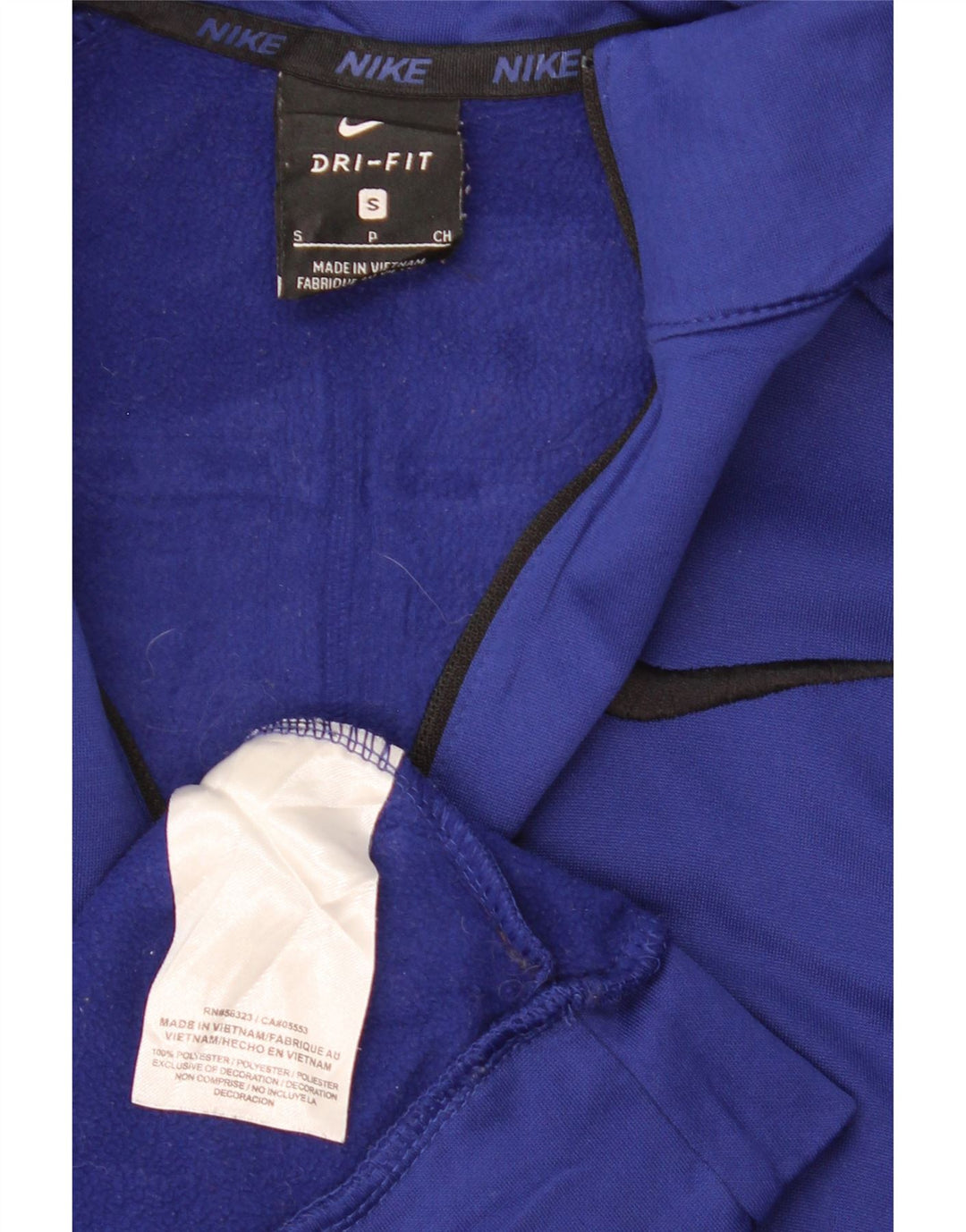 NIKE Hommes Dri Fit Zip Neck Sweatshirt Jumper Petit Bleu Polyester