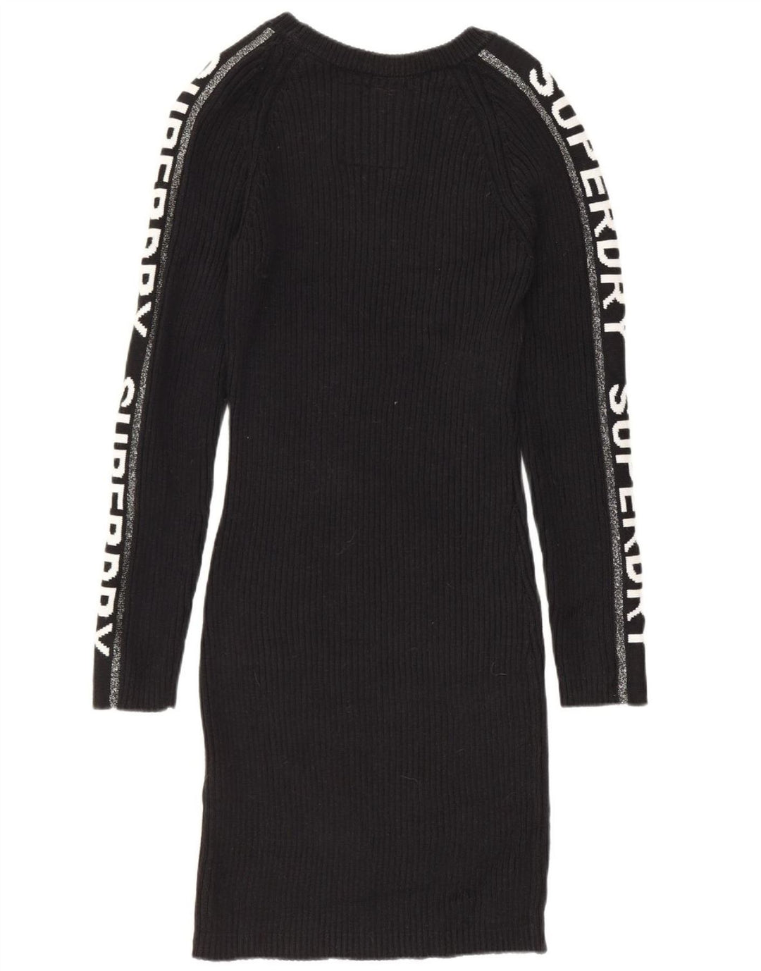 SUPERDRY Robe pull graphique pour femme UK 12 Coton noir moyen