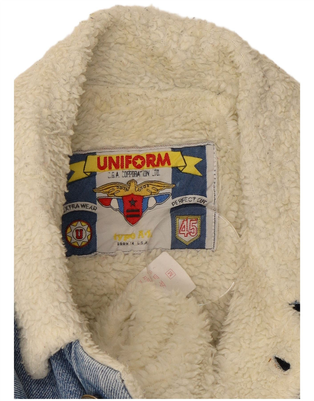 Uniform Veste en jean coupe ample Sherpa pour homme UK 38 Bleu moyen