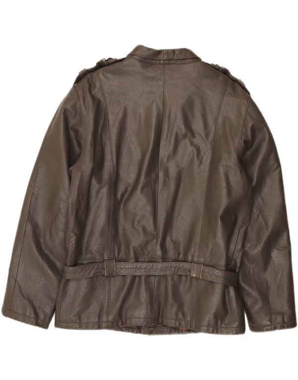 veste en cuir militaire vintage pour hommes IT 52 XL Gris