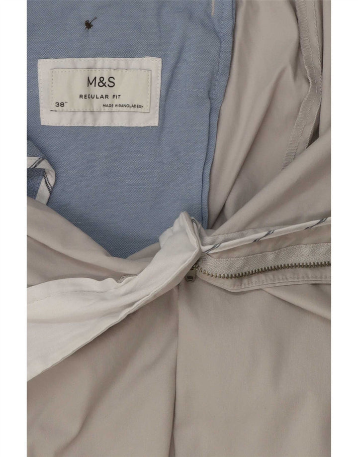 Marks & Spencer Pantalon chino coupe classique pour homme W38 L29 Gris Coton