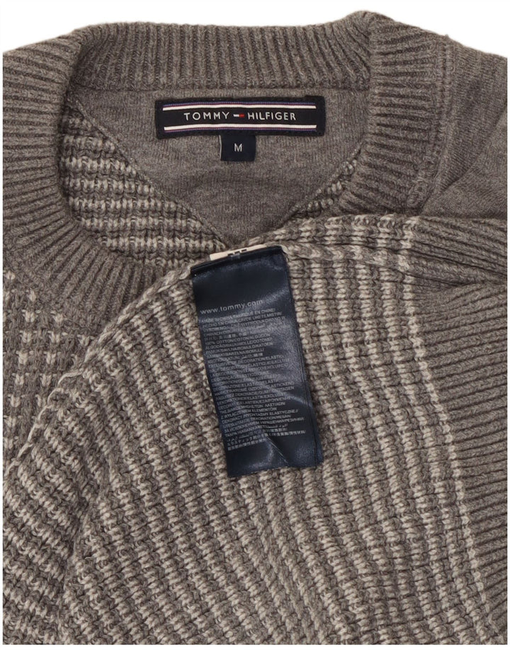 Tommy Hilfiger Pull Ras du Cou Homme Gris Moyen Coton Géométrique