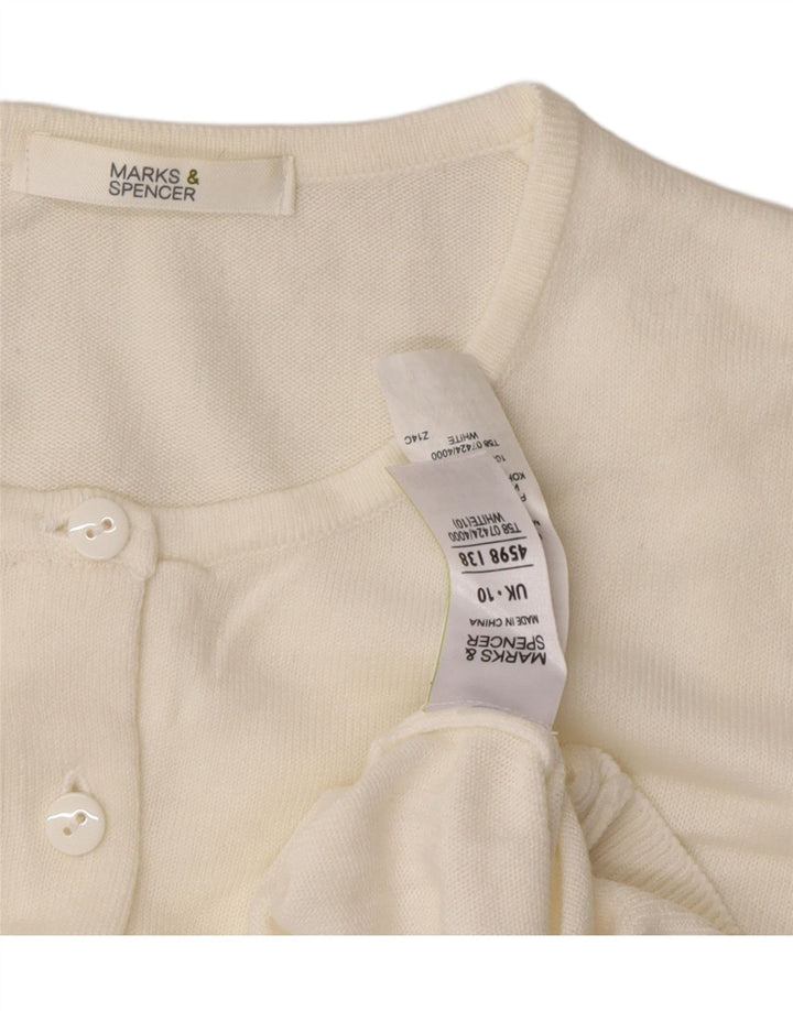 MARKS & SPENCER Womens Cardigan Sweater UK 10 Small White Acrylic Vintage Marks & Spencer and Second-Hand Marks & Spencer from Messina Hembry 