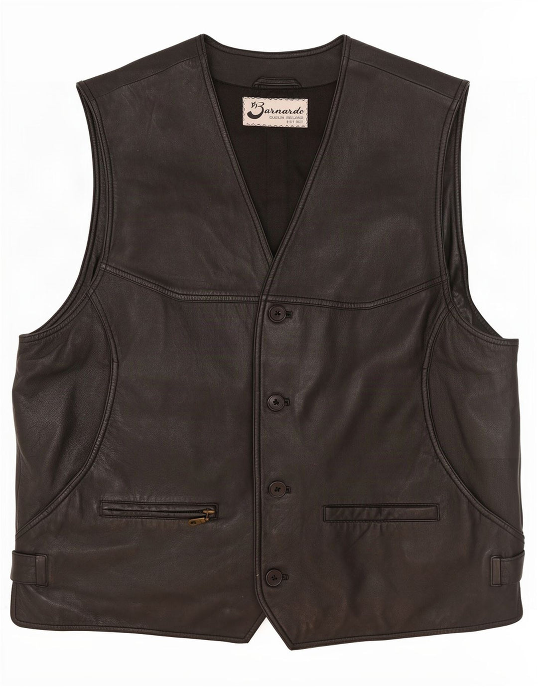Barnardo Gilet en cuir pour homme Noir moyen
