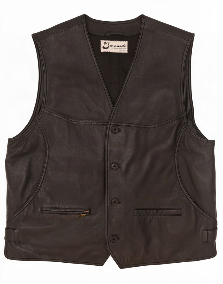 Barnardo Gilet en cuir pour homme Noir moyen