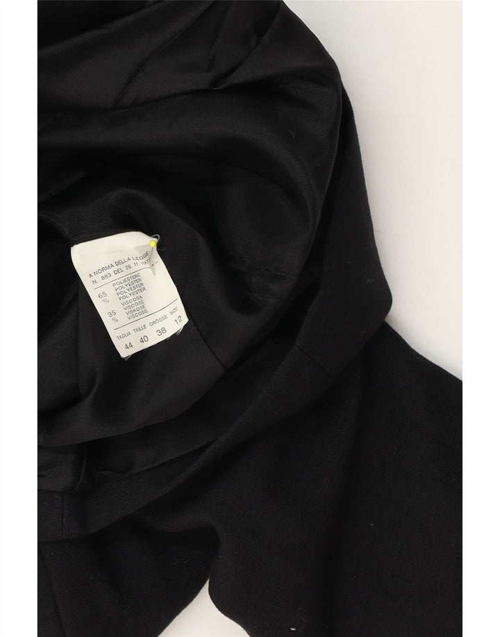 vintage Femme 2 Bouton Blazer Veste UK 12 Moyen Noir Polyester