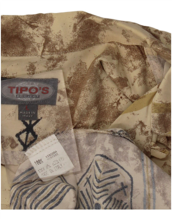 TIPO' S Chemise à Manches Courtes Homme Grande Viscose Géométrique Beige
