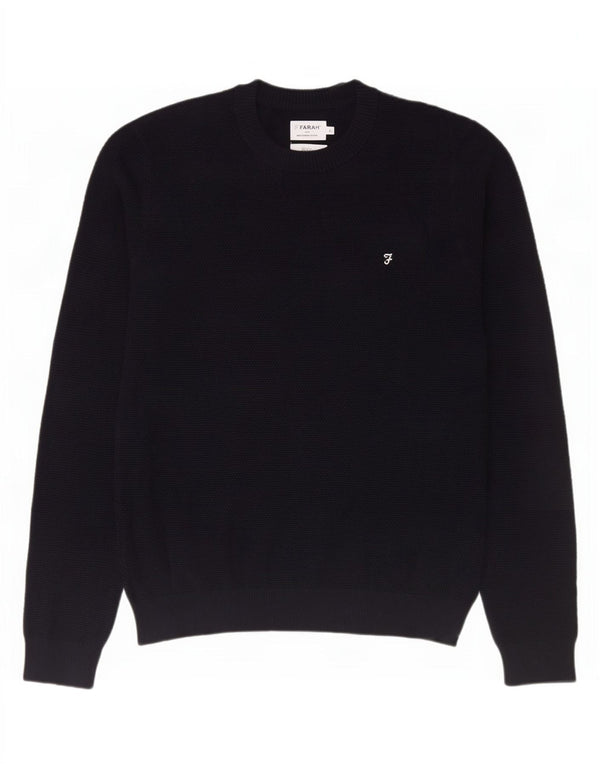 Farah Pull col rond coupe moderne pour homme XL en coton bleu marine