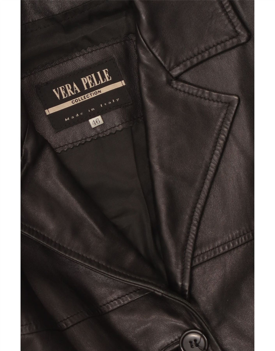 veste en cuir femme vintage IT 46 Grand cuir noir