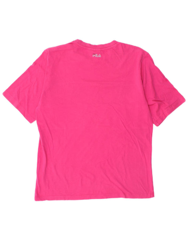 Fila T-shirt graphique pour femme UK 14 en coton color block rose moyen