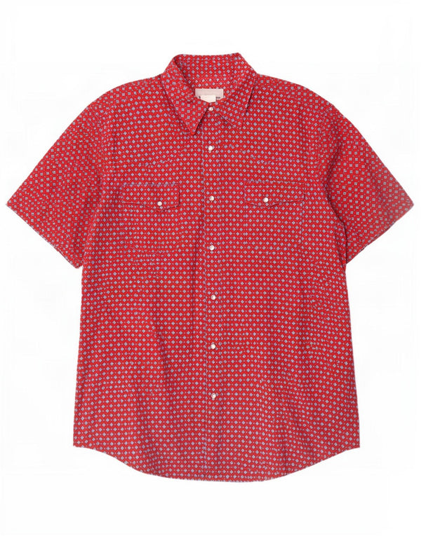 Wrangler Chemise à manches courtes pour homme Grand coton géométrique rouge
