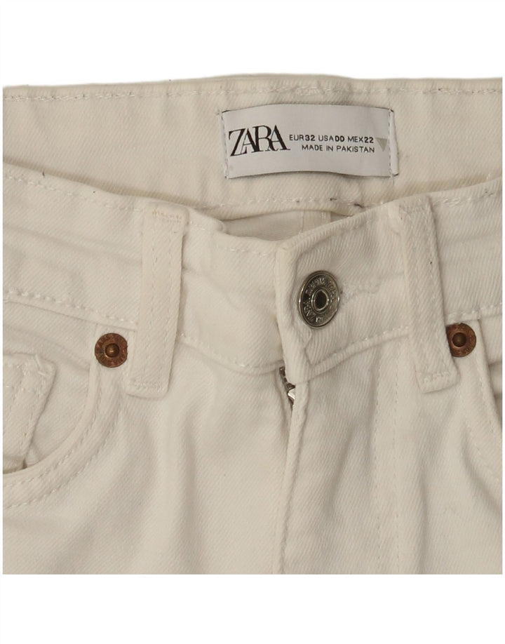 ZARA Womens Crop Bootcut Jeans W22 L26 Off White