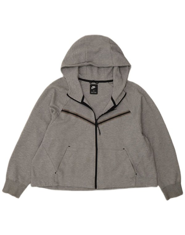 Nike Pull à capuche zippé pour femme UK 18 XL Gris Coton