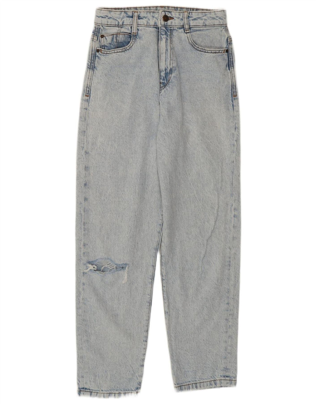 Zara Jean taille haute en détresse pour femme EU 36 XS W26 L27 Bleu Coton