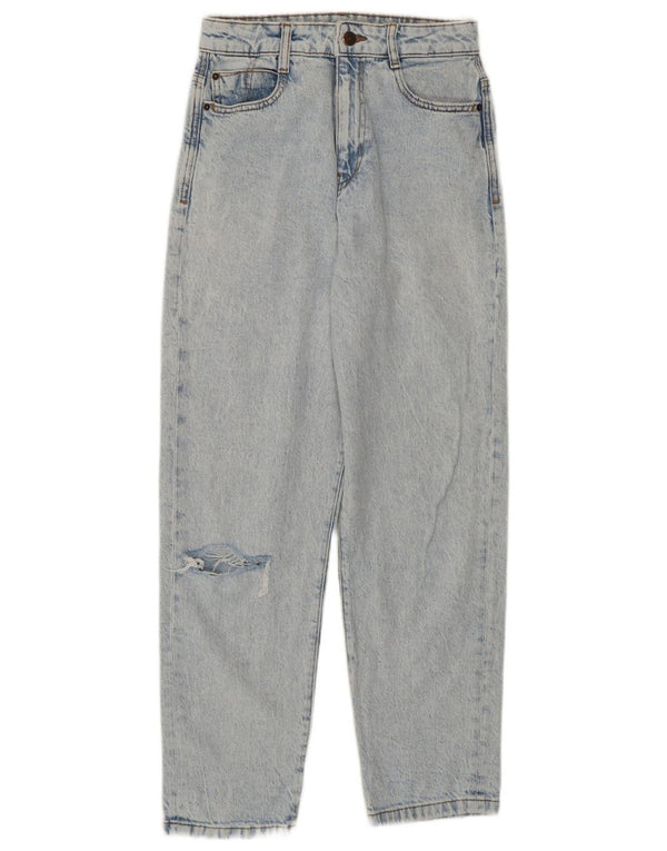 Zara Jean taille haute en détresse pour femme EU 36 XS W26 L27 Bleu Coton