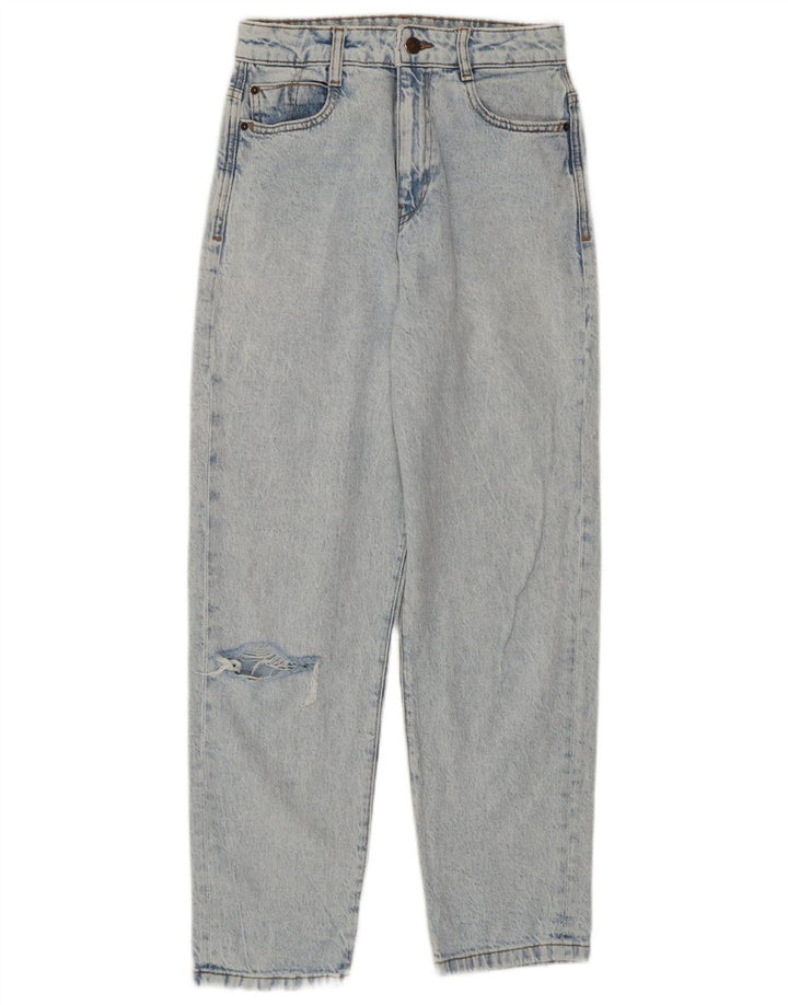 Zara Jean taille haute en détresse pour femme EU 36 XS W26 L27 Bleu Coton