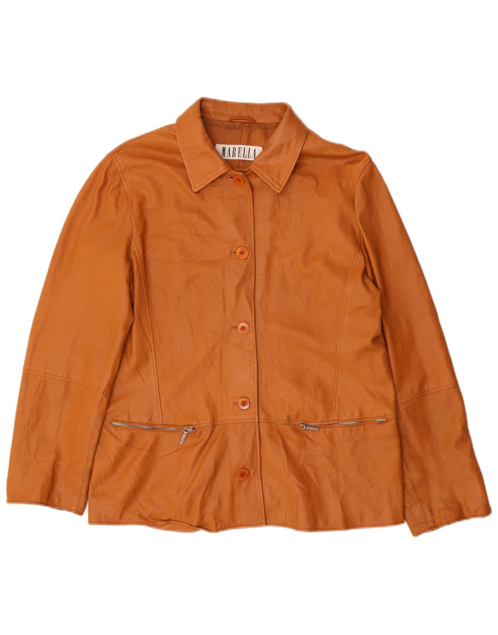 Marella Veste en cuir pour femme UK 16 Grand cuir marron