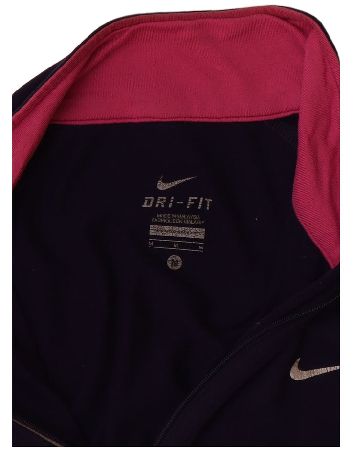 Nike Haut de survêtement Dri Fit pour femme UK 12 Bleu marine moyen Nylon