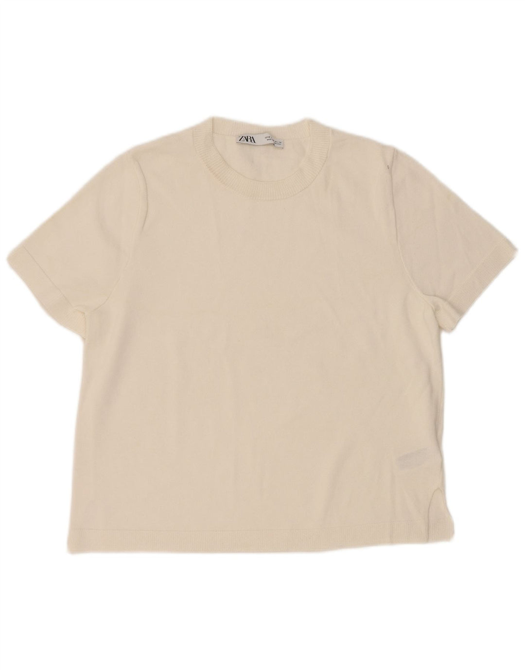 Zara Femme T-Shirt Top UK 14 Medium Blanc Viscose