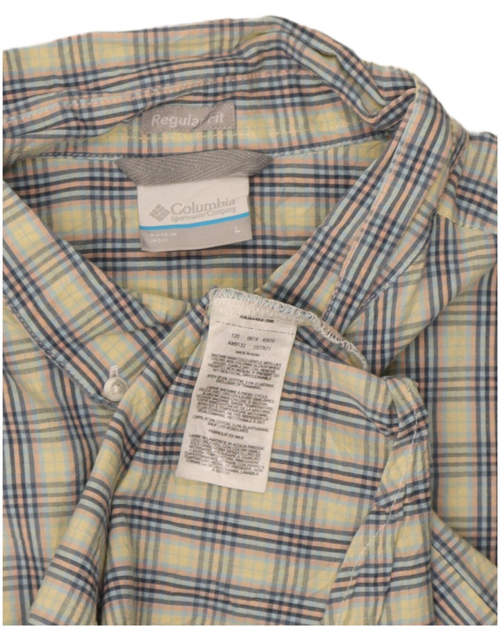 Columbia Chemise à manches courtes pour homme, coupe régulière, grand carreaux en coton bleu