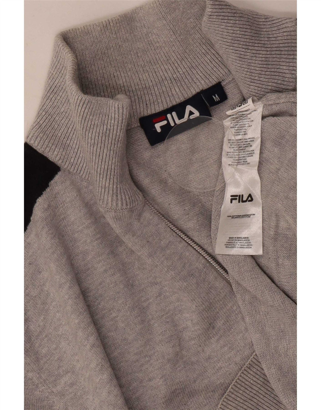 Fila Pull Col Zippé Homme Gris Moyen Colourblock Coton