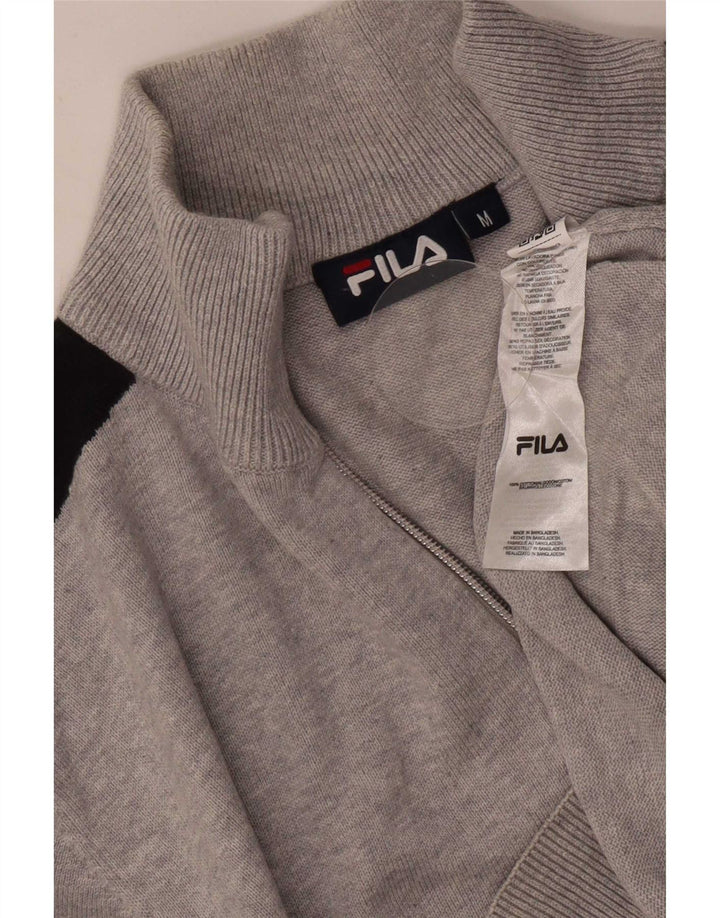 Fila Pull Col Zippé Homme Gris Moyen Colourblock Coton