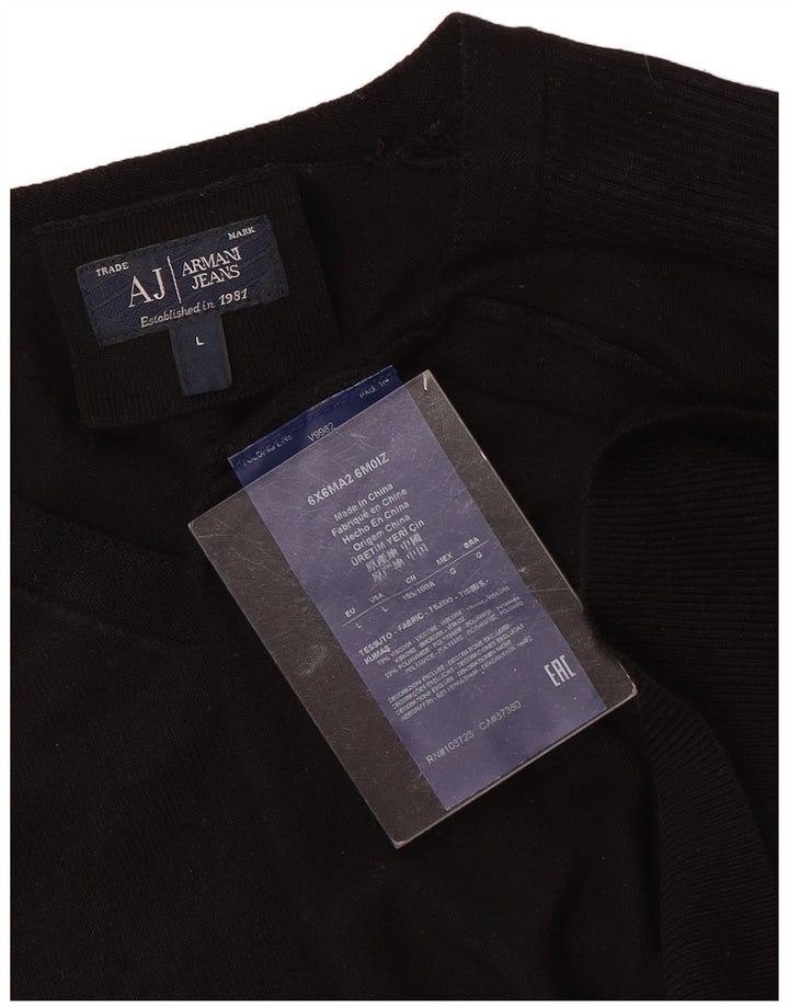 Armani Jeans Pull à col en V pour homme Large Noir Viscose