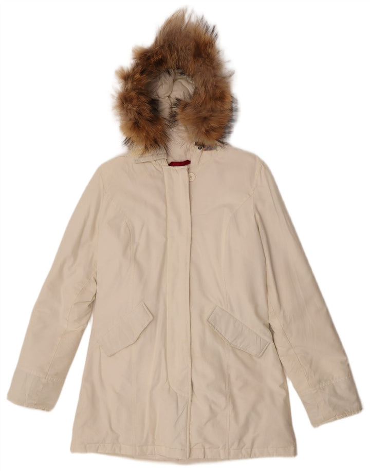 Manteau rembourré à capuche pour femmes canadiennes IT 44 coton blanc cassé moyen