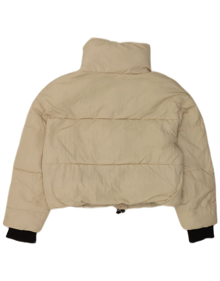 Zara Veste rembourrée surdimensionnée pour femme UK 14 Nylon beige moyen